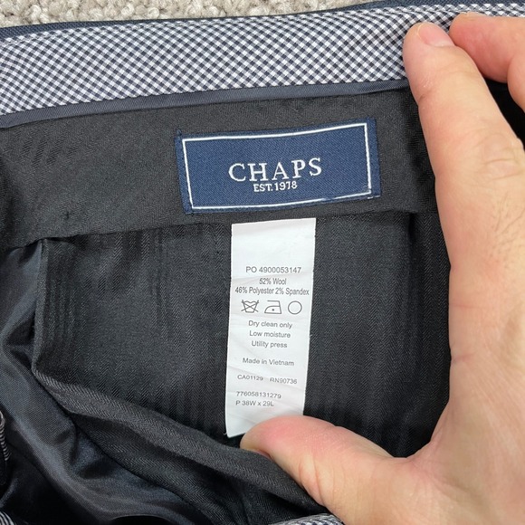 Chaps Pants Mens 38x29 Navy Blue Straight Leg Stretch Waistband Flat Front EUC - Picture 5 of 9